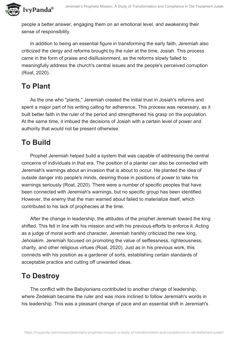 Jeremiah’s Prophetic Mission: A Study of Transformation and Compliance in Old Testament Judah. Page 2