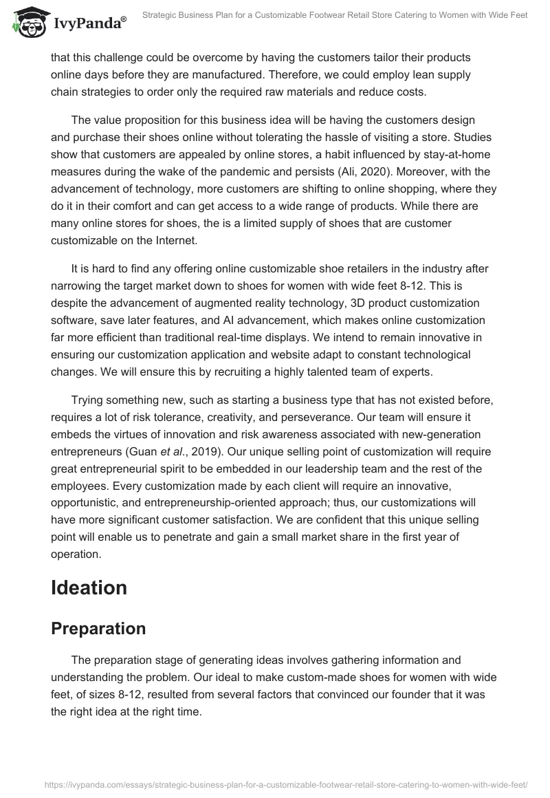 Strategic Business Plan for a Customizable Footwear Retail Store Catering to Women with Wide Feet. Page 2