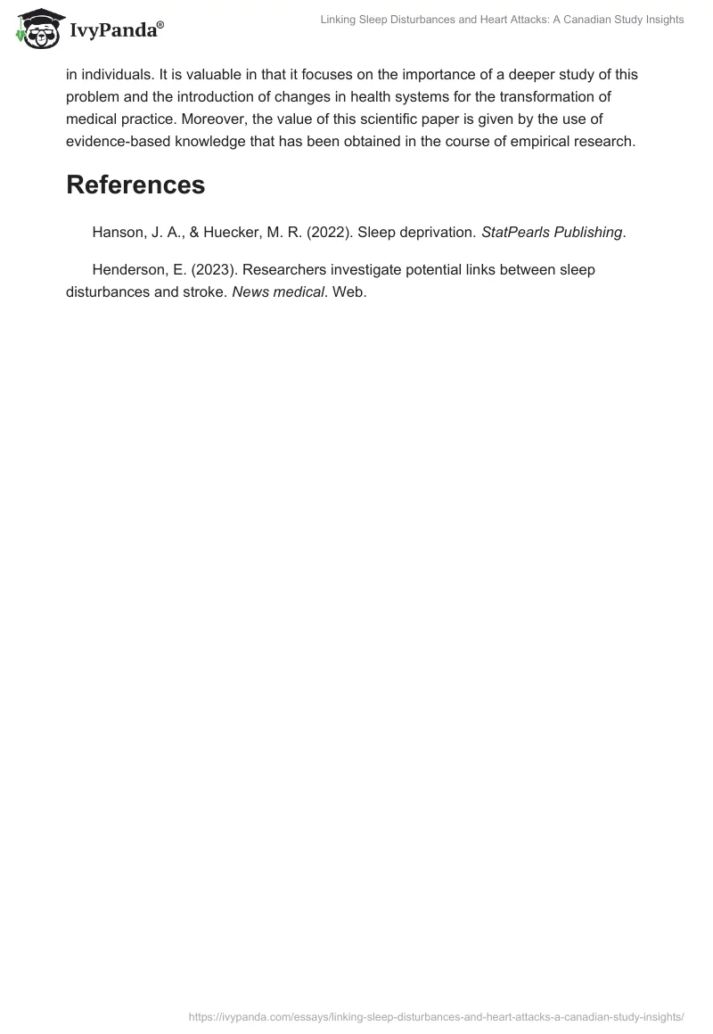 Linking Sleep Disturbances and Heart Attacks: A Canadian Study Insights. Page 2