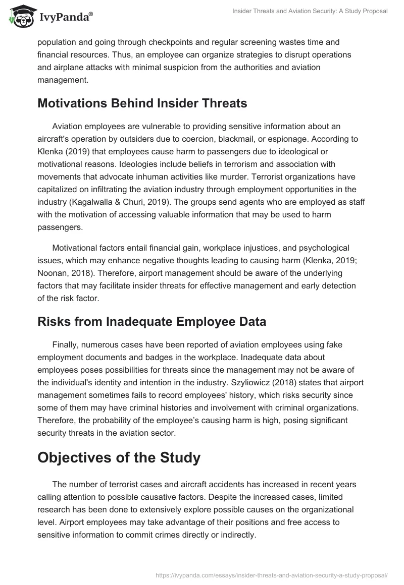 Insider Threats and Aviation Security: A Study Proposal. Page 2