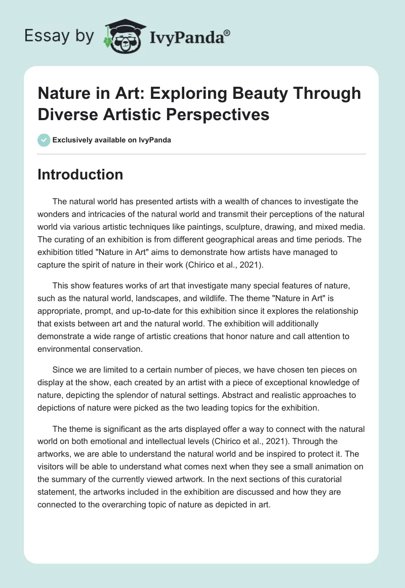 Nature in Art: Exploring Beauty Through Diverse Artistic Perspectives. Page 1