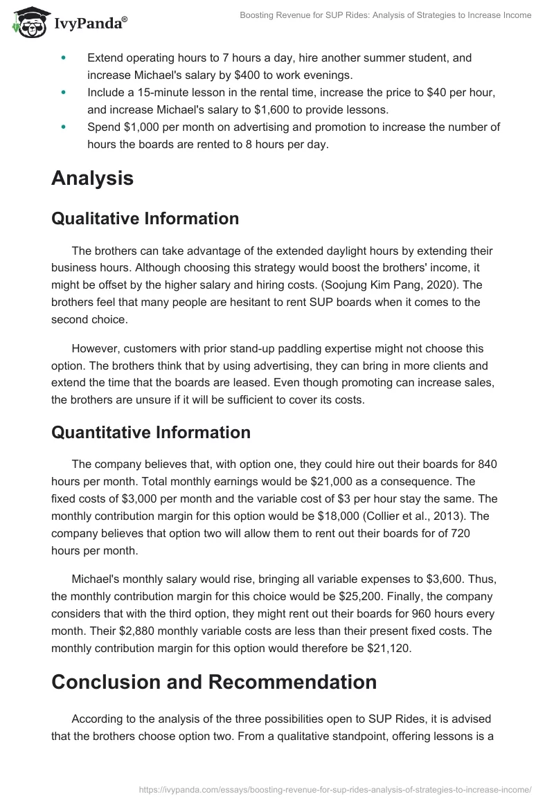 Boosting Revenue for SUP Rides: Analysis of Strategies to Increase Income. Page 2