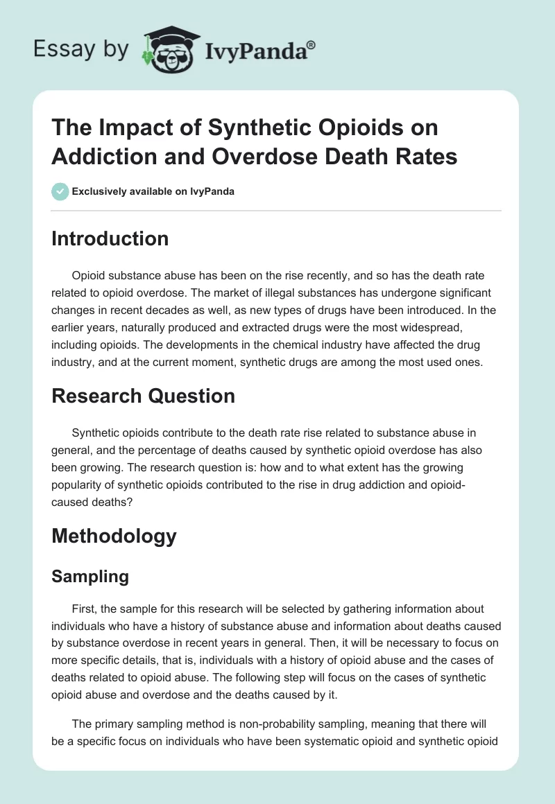 The Impact of Synthetic Opioids on Addiction and Overdose Death Rates. Page 1