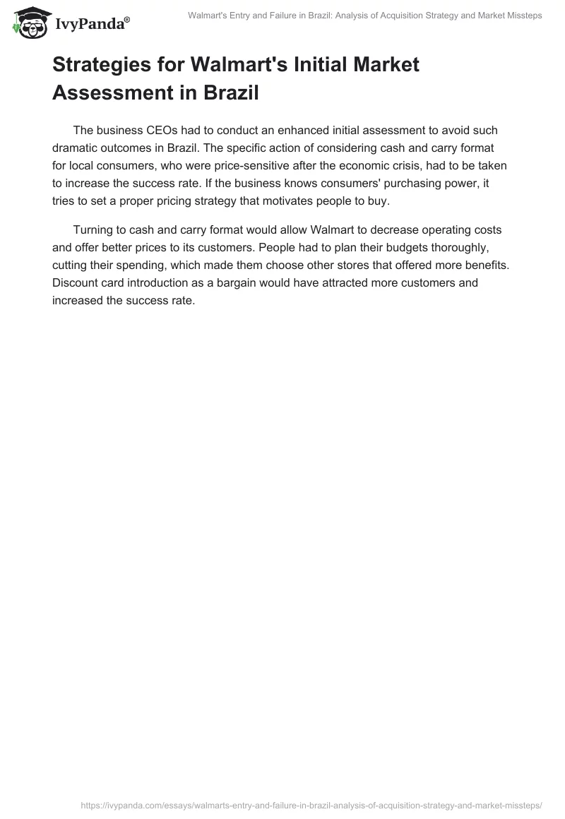 Walmart's Entry and Failure in Brazil: Analysis of Acquisition Strategy and Market Missteps. Page 2