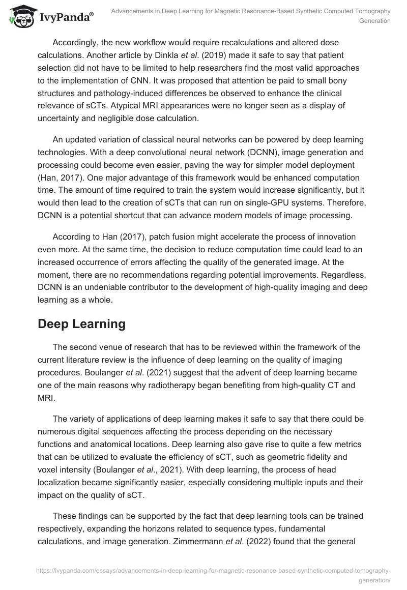 Advancements in Deep Learning for Magnetic Resonance-Based Synthetic Computed Tomography Generation. Page 2