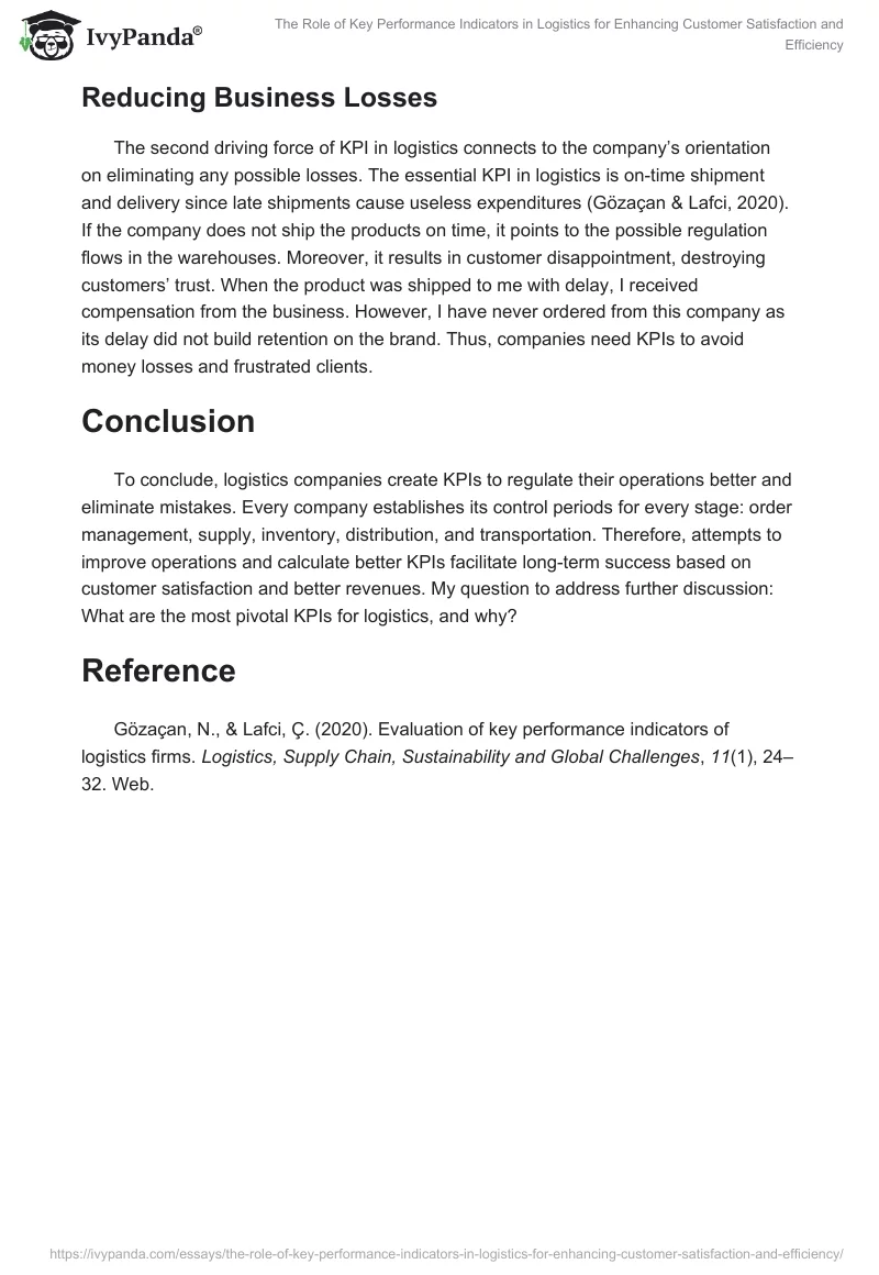 The Role of Key Performance Indicators in Logistics for Enhancing Customer Satisfaction and Efficiency. Page 2