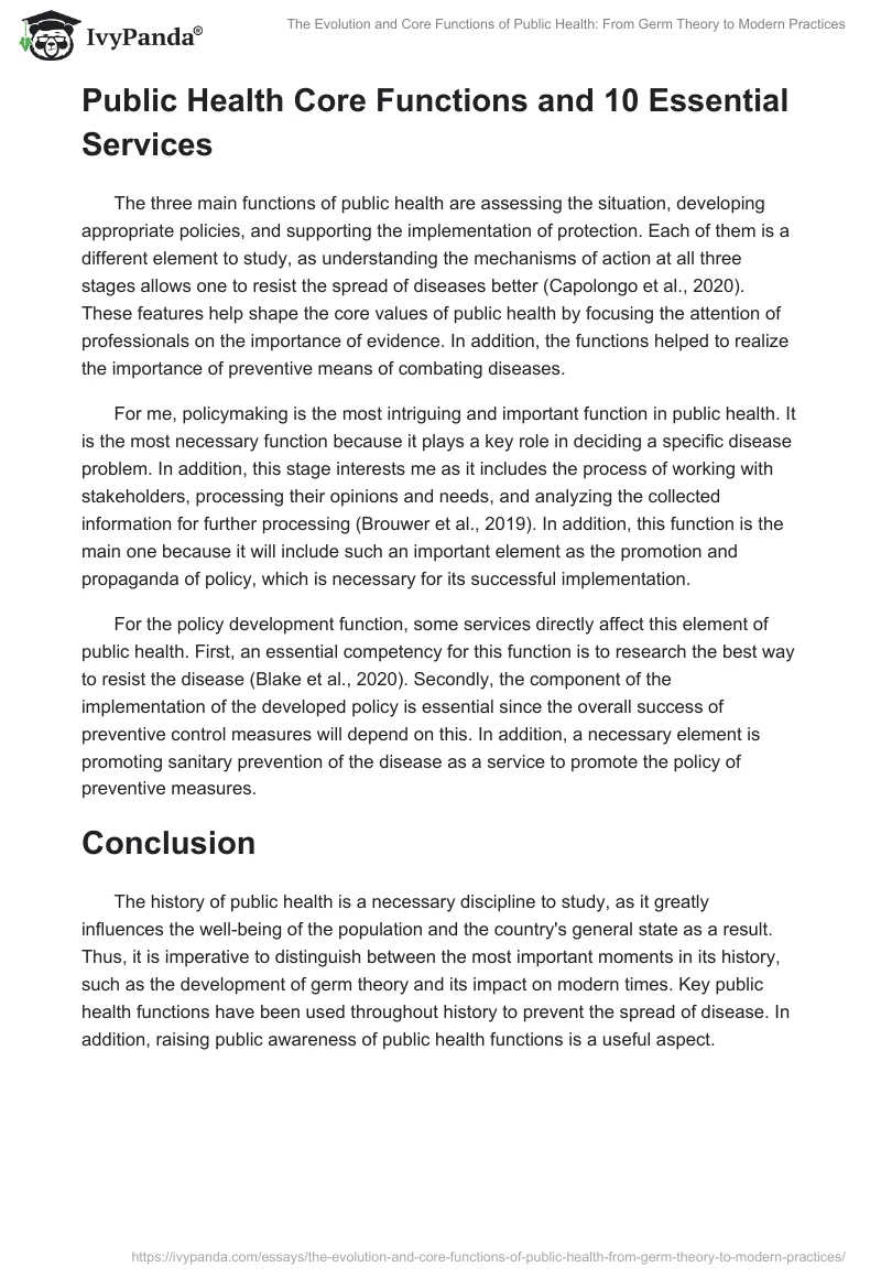 The Evolution and Core Functions of Public Health: From Germ Theory to Modern Practices. Page 2