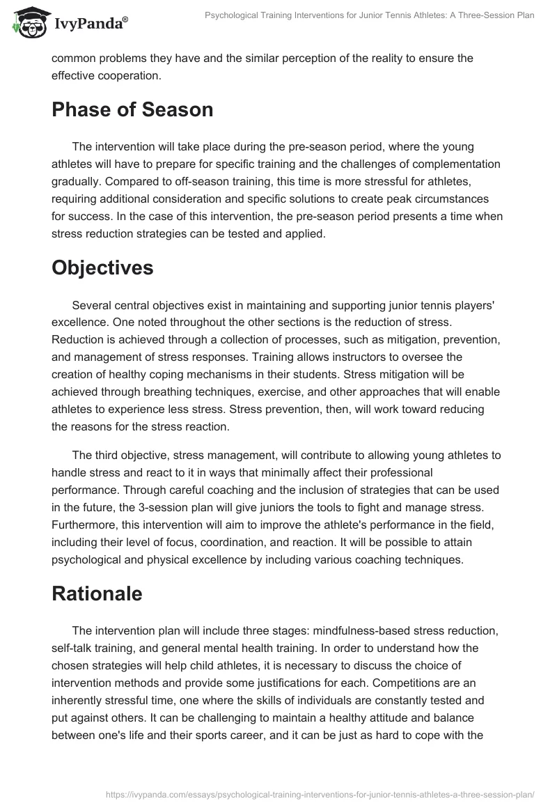 Psychological Training Interventions for Junior Tennis Athletes: A Three-Session Plan. Page 2