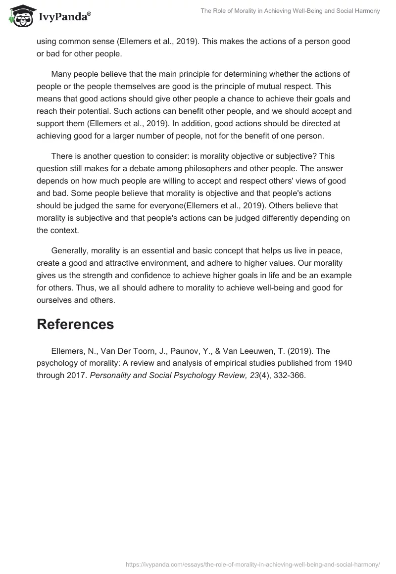 The Role of Morality in Achieving Well-Being and Social Harmony. Page 2