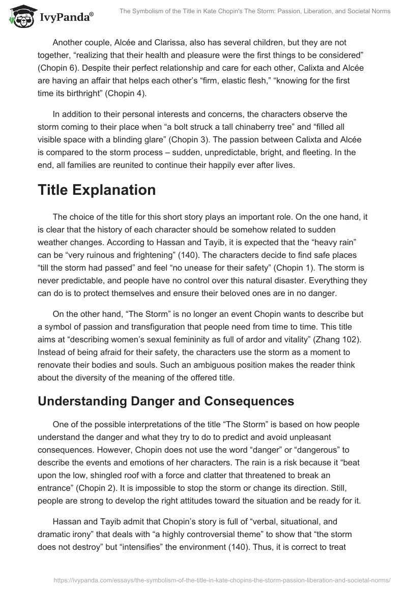 The Symbolism of the Title in Kate Chopin's "The Storm": Passion, Liberation, and Societal Norms. Page 2