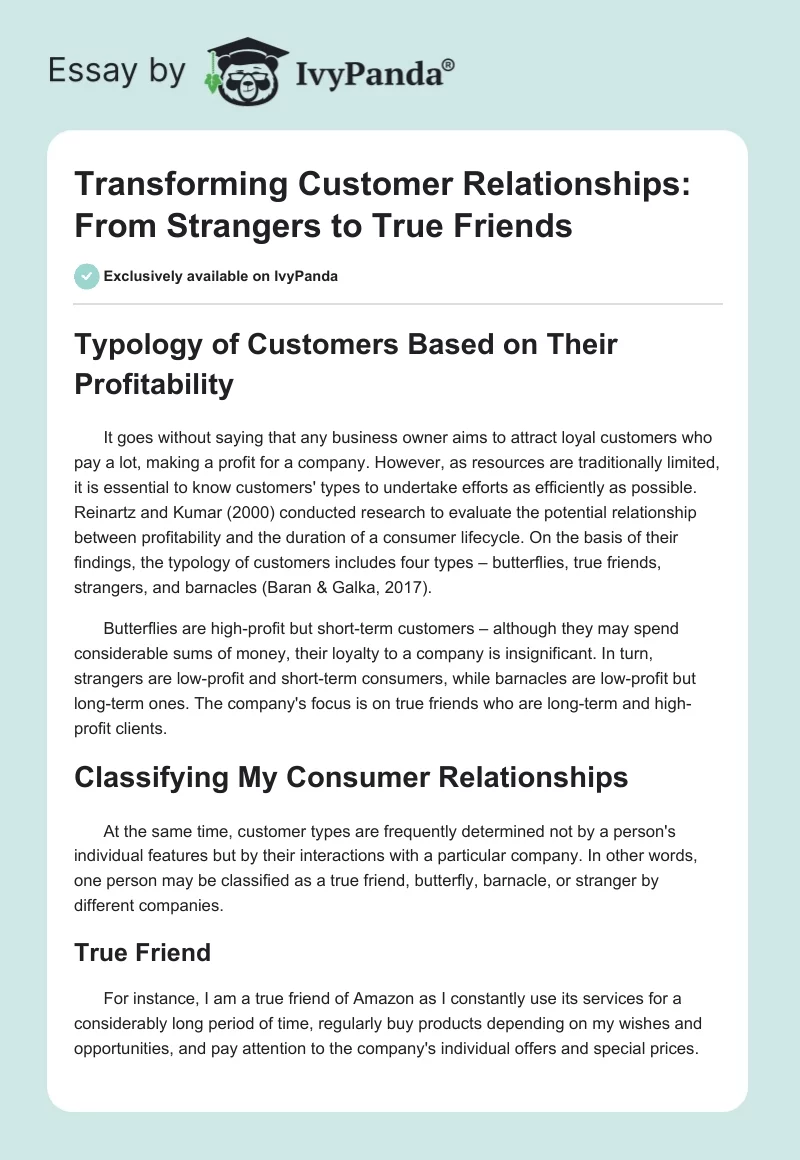 Transforming Customer Relationships: From Strangers to True Friends. Page 1