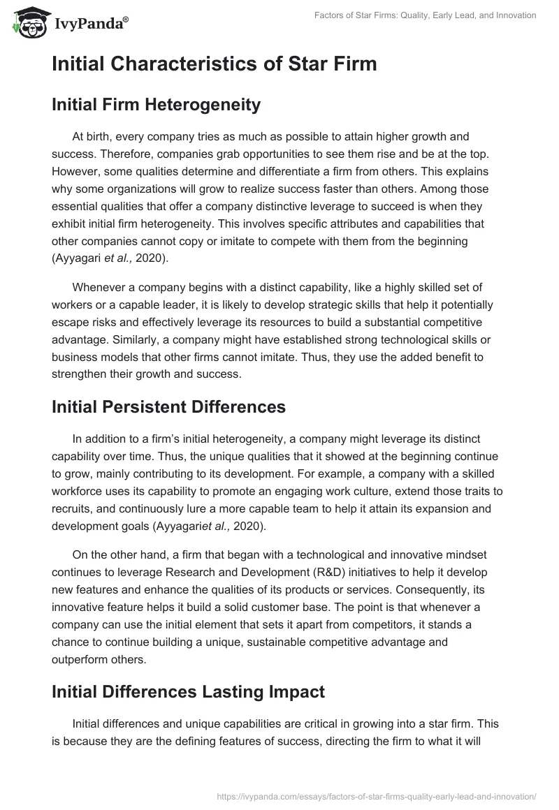 Factors of Star Firms: Quality, Early Lead, and Innovation. Page 2