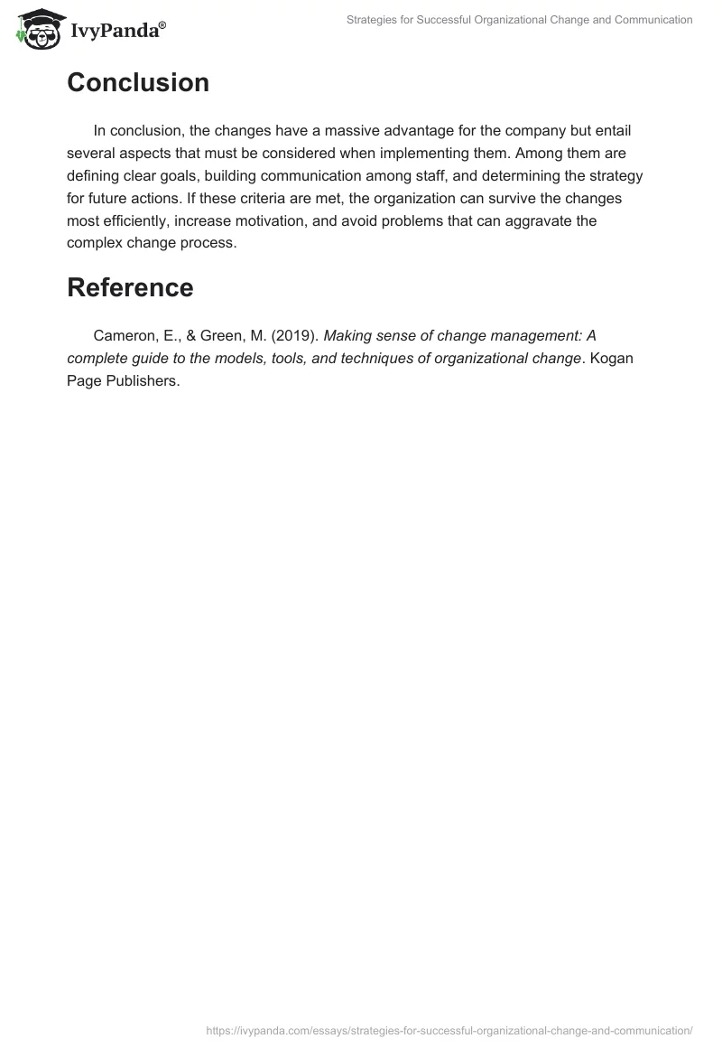 Strategies for Successful Organizational Change and Communication. Page 2