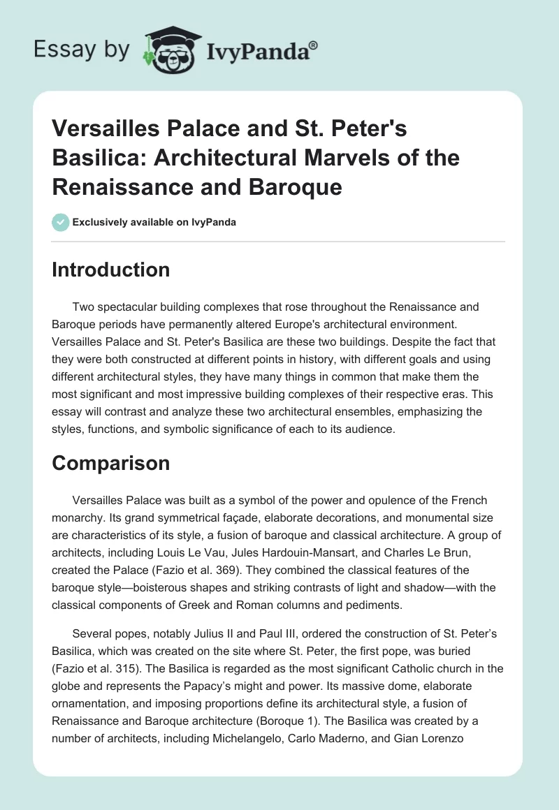 Versailles Palace and St. Peter's Basilica: Architectural Marvels of the Renaissance and Baroque. Page 1