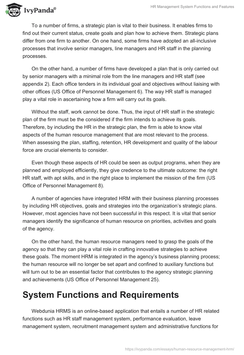 HR Management System Functions and Features. Page 2