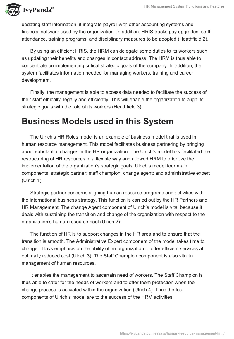 HR Management System Functions and Features. Page 4