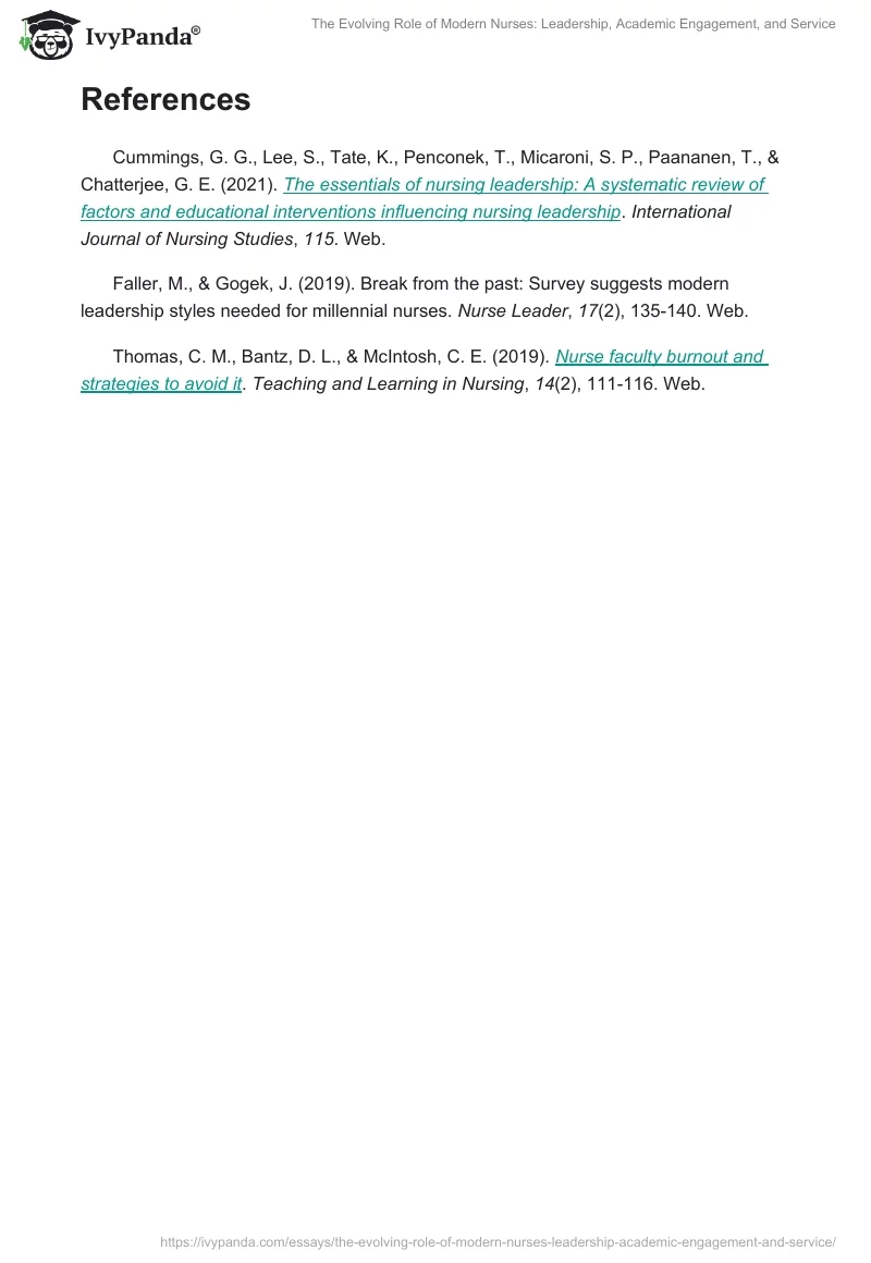 The Evolving Role of Modern Nurses: Leadership, Academic Engagement, and Service. Page 2