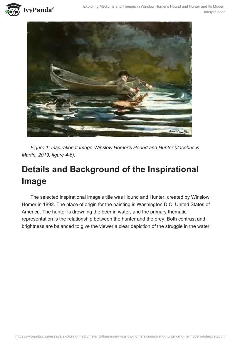 Exploring Mediums and Themes in Winslow Homer's "Hound and Hunter" and Its Modern Interpretation. Page 2