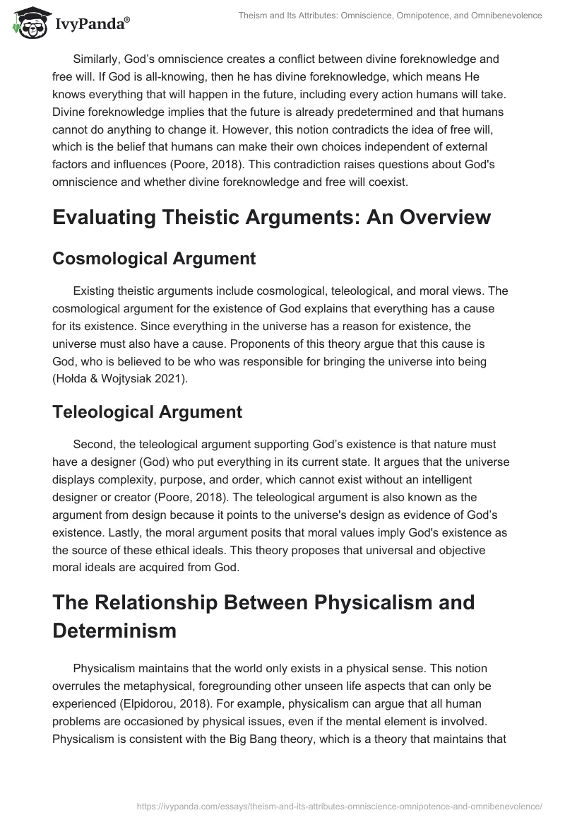 Theism and Its Attributes: Omniscience, Omnipotence, and Omnibenevolence. Page 2