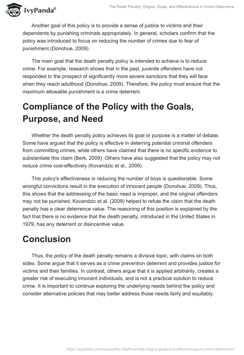 The Death Penalty: Origins, Goals, and Effectiveness in Crime Deterrence. Page 2