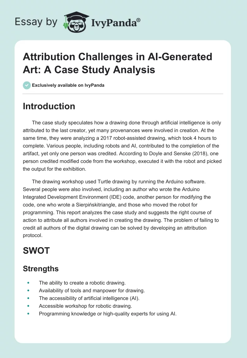 Attribution Challenges in AI-Generated Art: A Case Study Analysis. Page 1