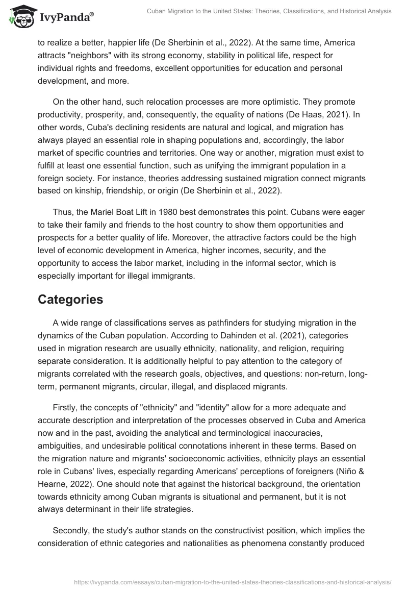 Cuban Migration to the United States: Theories, Classifications, and Historical Analysis. Page 2