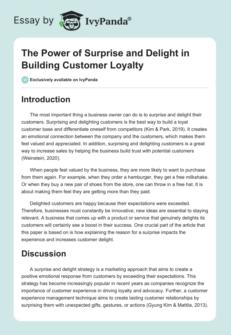 The Power of Surprise and Delight in Building Customer Loyalty. Page 1