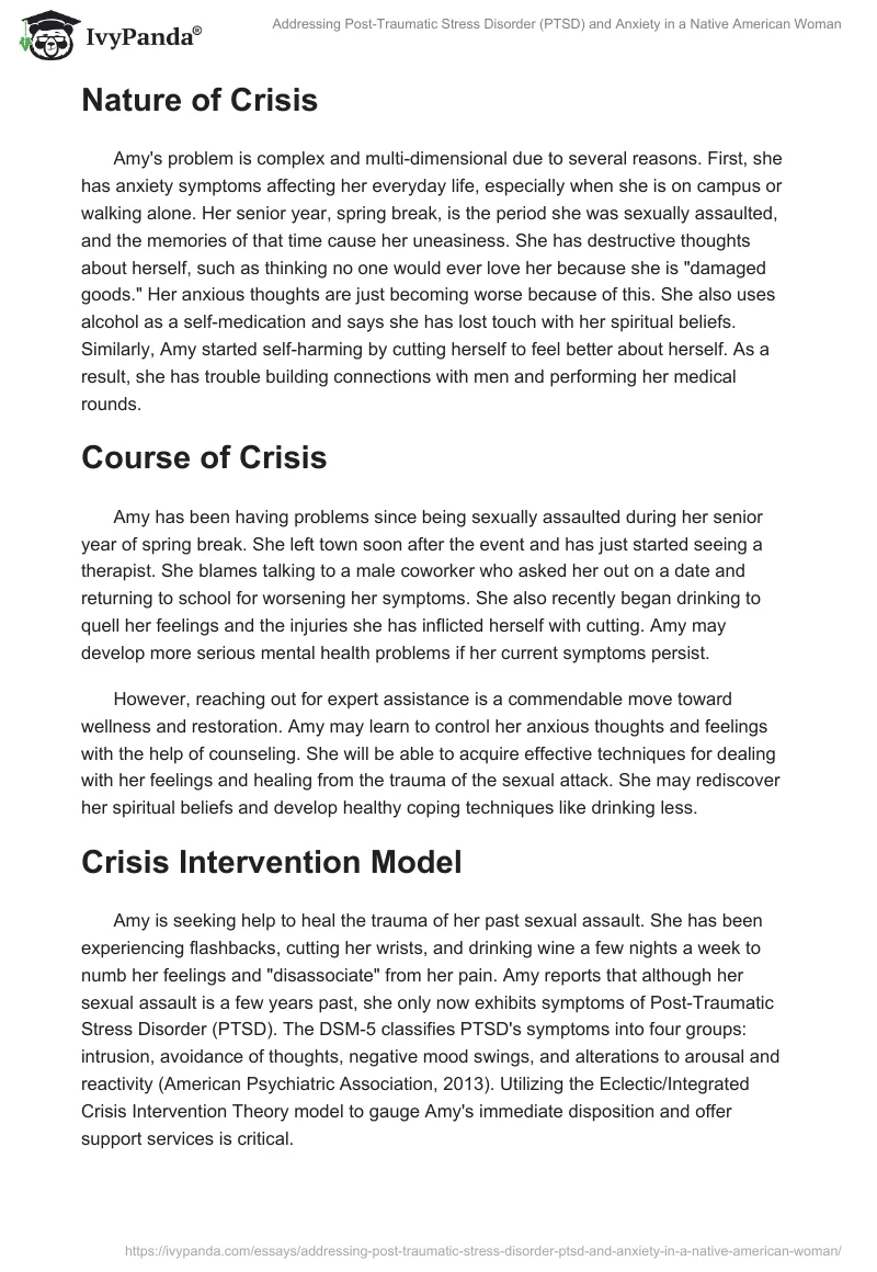 Addressing Post-Traumatic Stress Disorder (PTSD) and Anxiety in a Native American Woman. Page 2