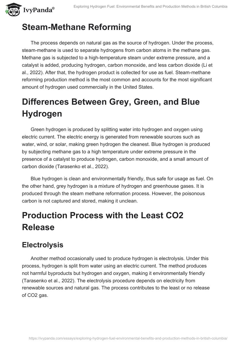 Exploring Hydrogen Fuel: Environmental Benefits and Production Methods in British Columbia. Page 2