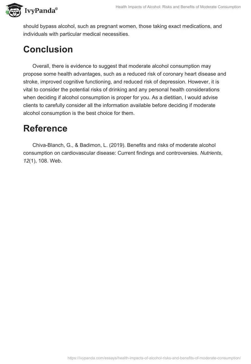 Health Impacts of Alcohol: Risks and Benefits of Moderate Consumption. Page 2