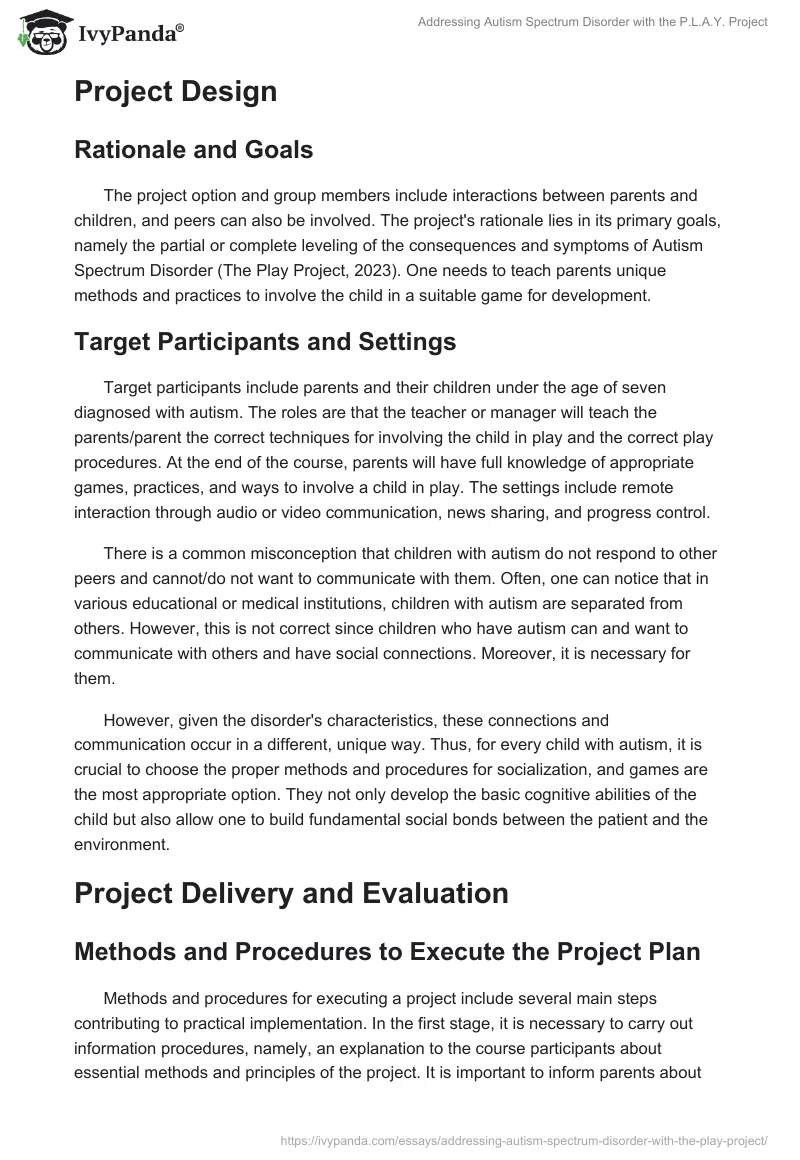 Addressing Autism Spectrum Disorder with the P.L.A.Y. Project. Page 2