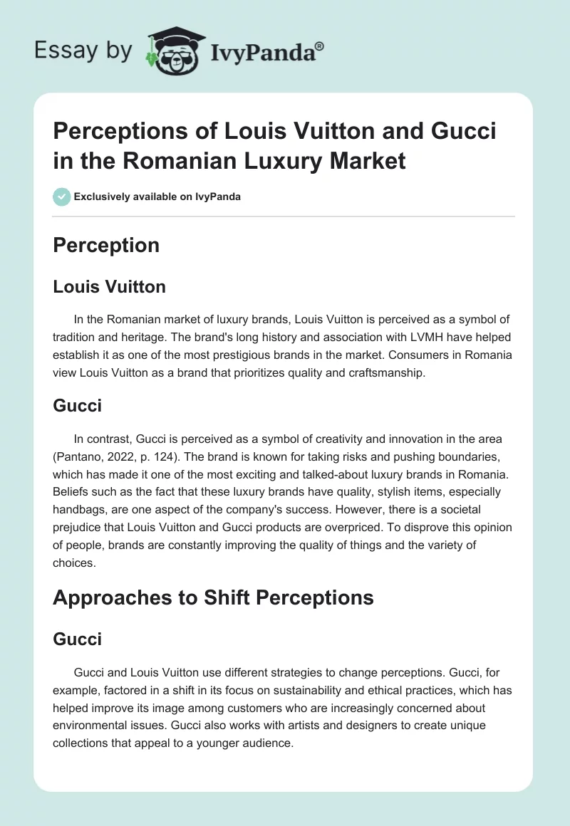 Perceptions of Louis Vuitton and Gucci in the Romanian Luxury Market. Page 1