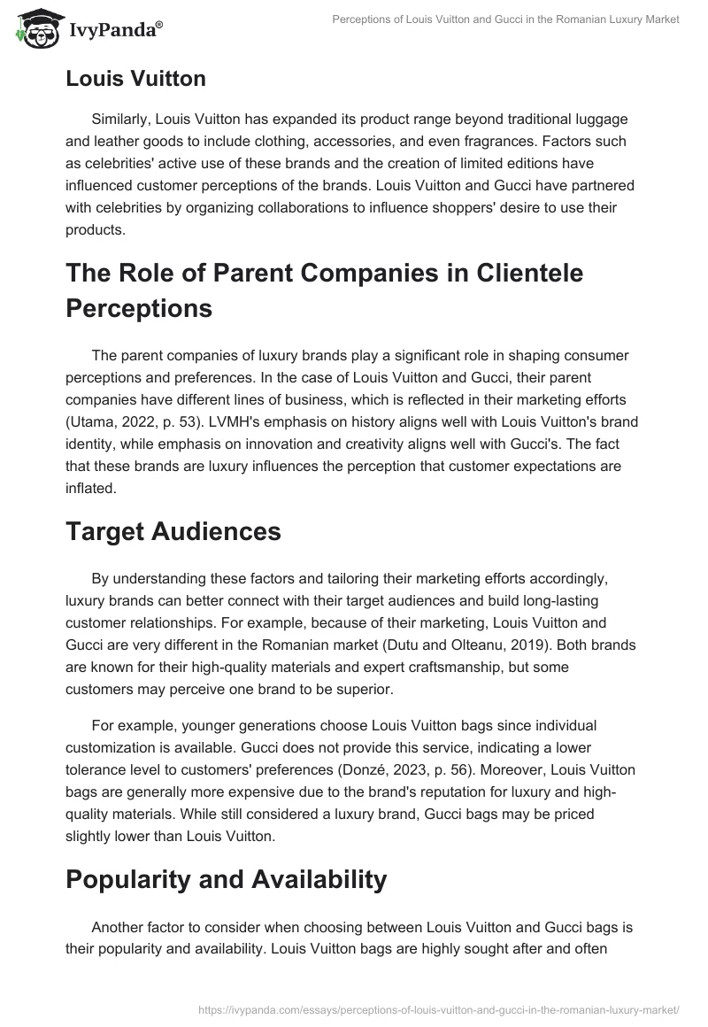 Perceptions of Louis Vuitton and Gucci in the Romanian Luxury Market. Page 2