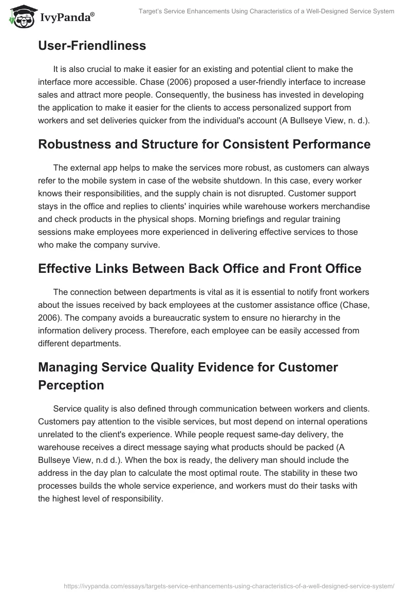 Target’s Service Enhancements Using Characteristics of a Well-Designed Service System. Page 2