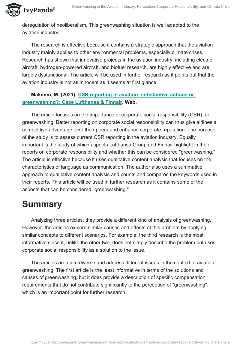 Greenwashing in the Aviation Industry: Perception, Corporate Responsibility, and Climate Crisis. Page 2