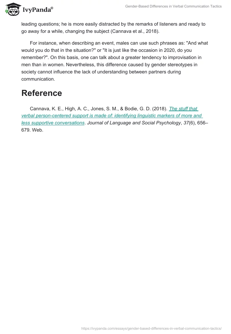 Gender-Based Differences in Verbal Communication Tactics. Page 2