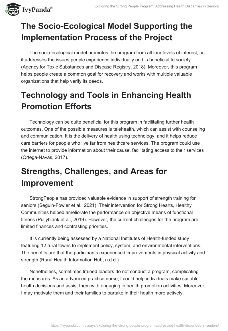 Exploring the Strong People Program: Addressing Health Disparities in Seniors. Page 2