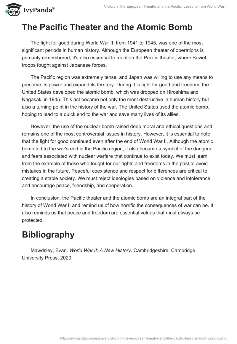 Victory in the European Theatre and the Pacific: Lessons from World War II. Page 2