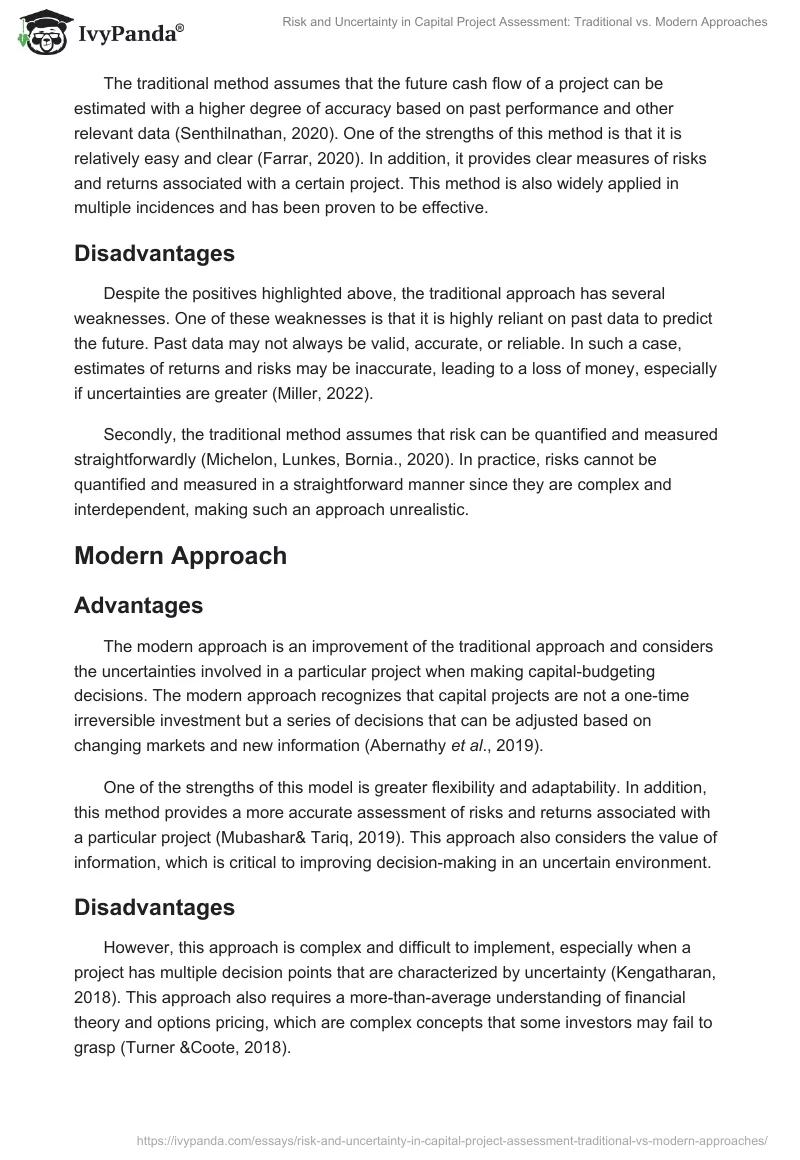 Risk and Uncertainty in Capital Project Assessment: Traditional vs. Modern Approaches. Page 2