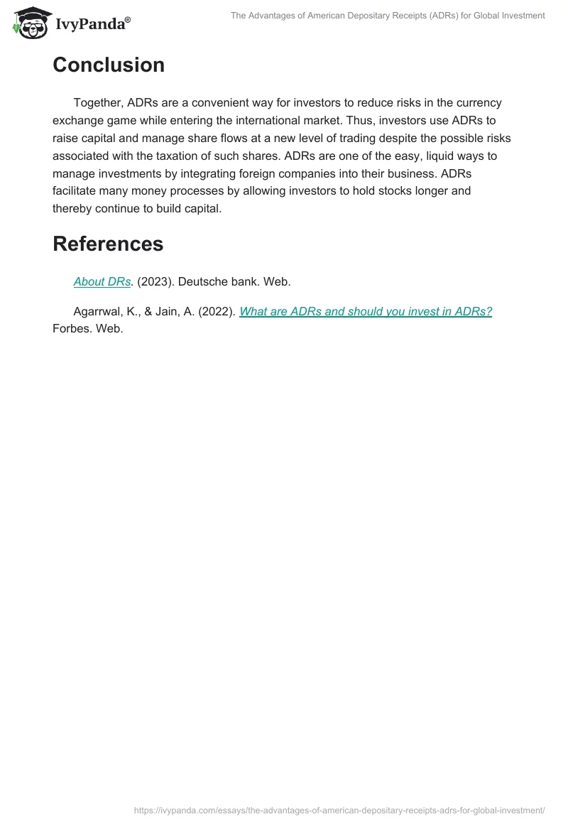 The Advantages of American Depositary Receipts (ADRs) for Global Investment. Page 2