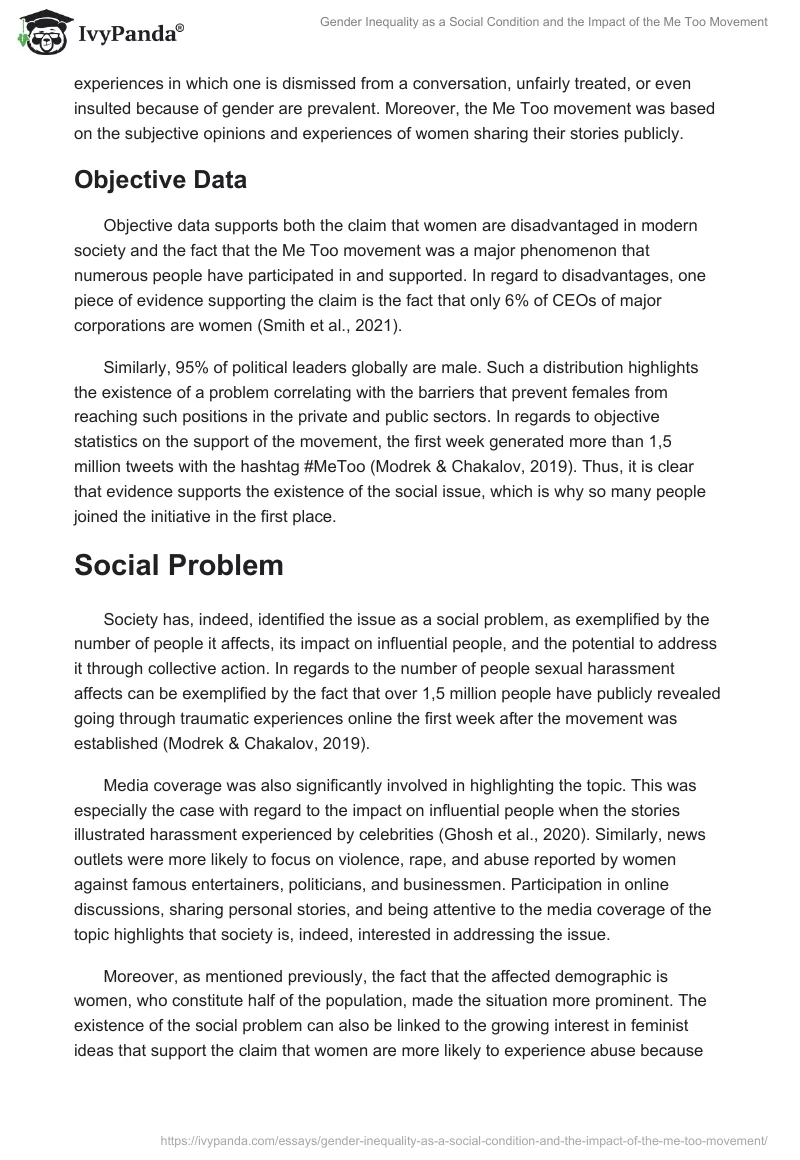 Gender Inequality as a Social Condition and the Impact of the Me Too Movement. Page 2