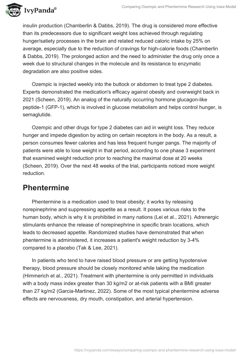 Comparing Ozempic and Phentermine Research Using Iowa Model. Page 2