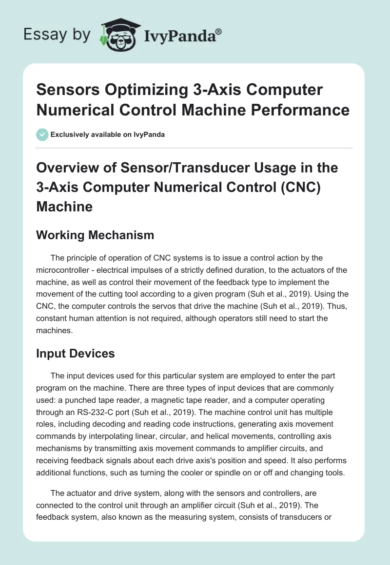 Sensors Optimizing 3-Axis Computer Numerical Control Machine Performance. Page 1