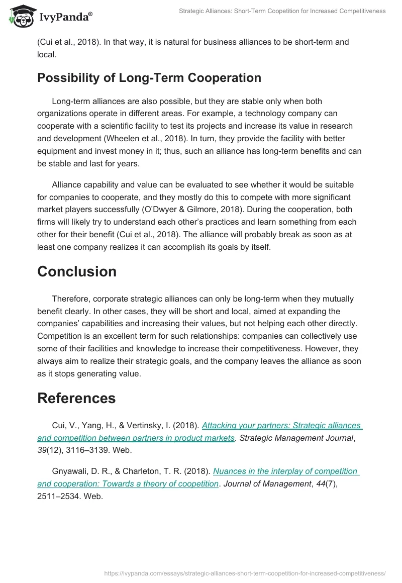 Strategic Alliances: Short-Term Coopetition for Increased Competitiveness. Page 2