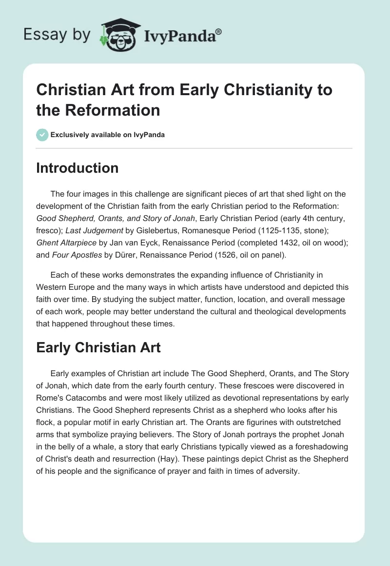 Christian Art from Early Christianity to the Reformation. Page 1