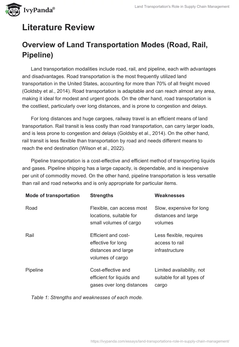 Land Transportation's Role in Supply Chain Management. Page 2