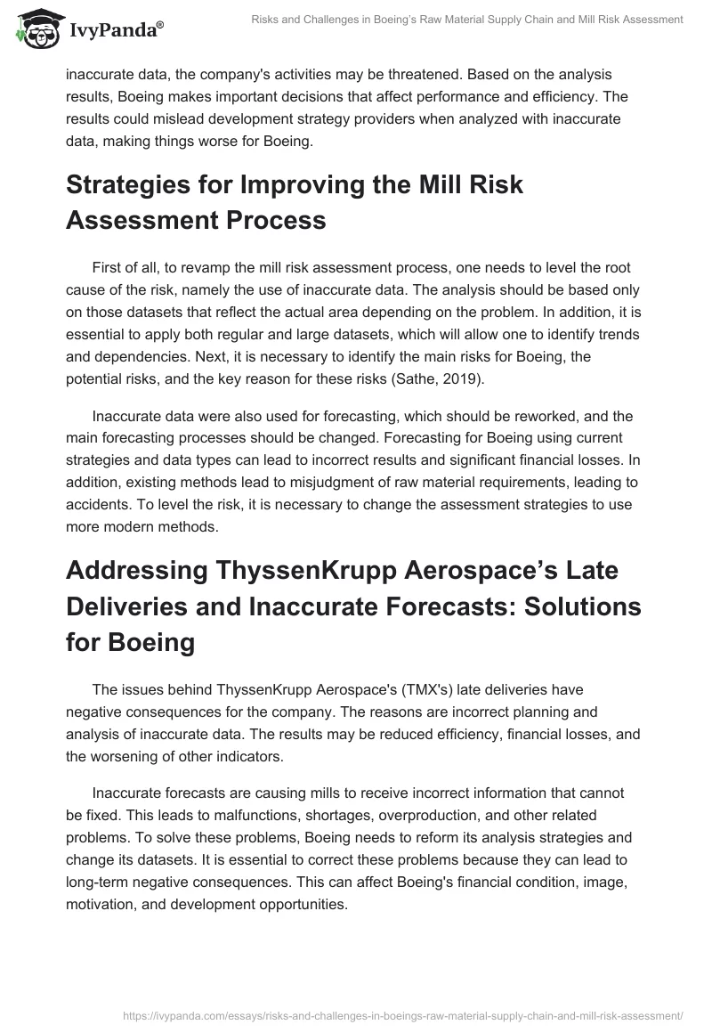 Risks and Challenges in Boeing’s Raw Material Supply Chain and Mill Risk Assessment. Page 2