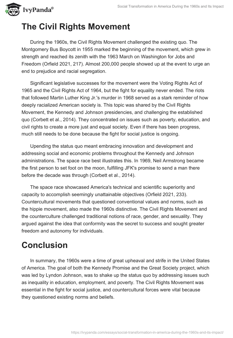 Social Transformation in America During the 1960s and Its Impact. Page 2