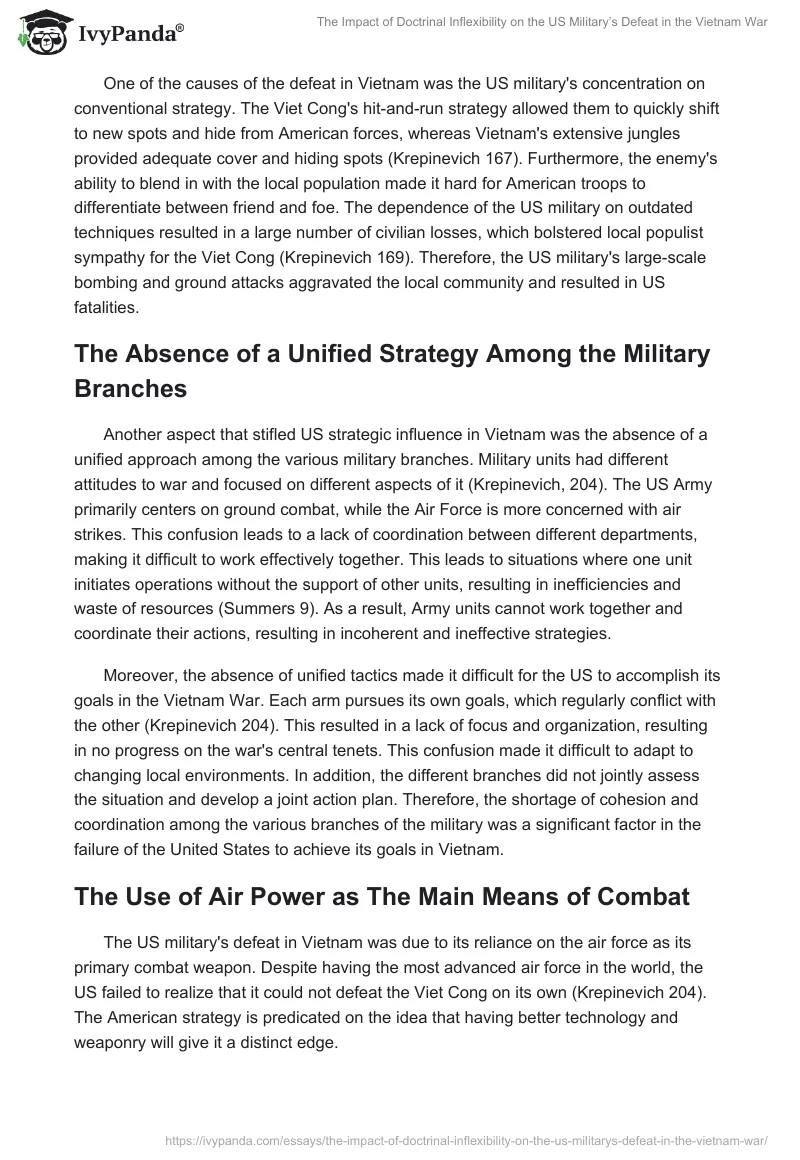 The Impact of Doctrinal Inflexibility on the US Military’s Defeat in the Vietnam War. Page 2