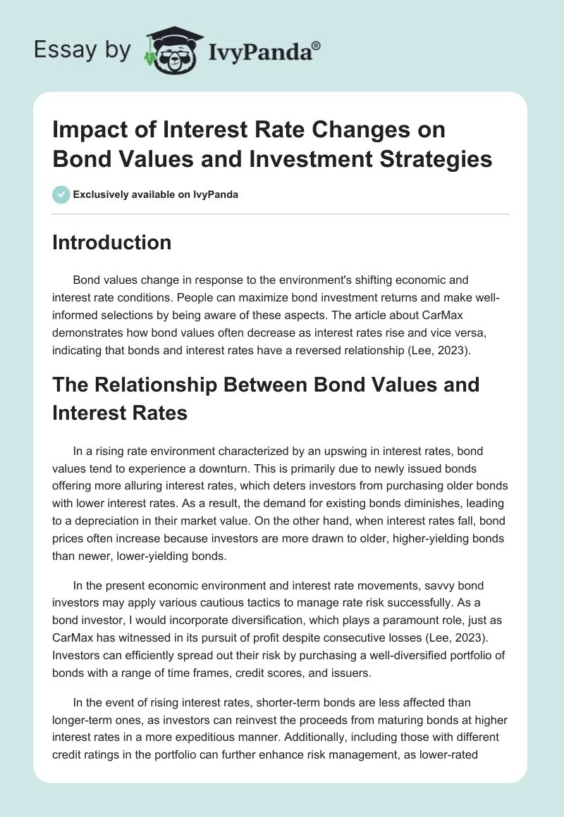 Impact of Interest Rate Changes on Bond Values and Investment Strategies. Page 1